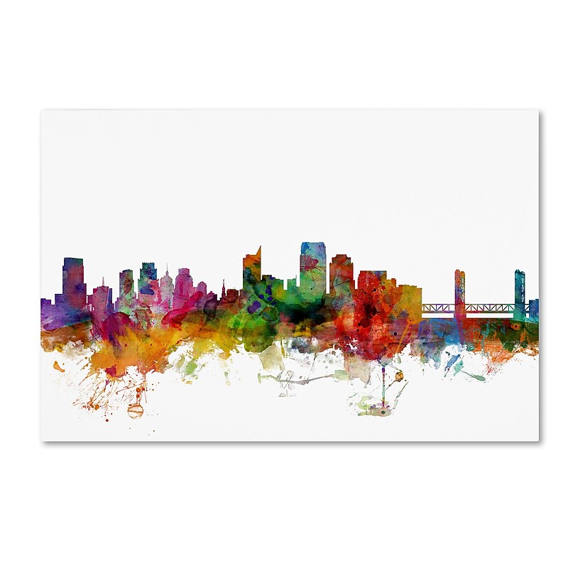 Trademark Fine Art ''Sacramento California Skyline'' by Michael Tompsett 22" x 32" Canvas Art (MT0580-C2232GG) image 1