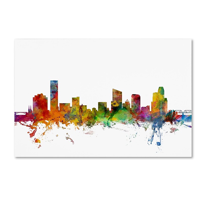Trademark Fine Art ''Grand Rapids Michigan Skyline'' by Michael Tompsett 16" x 24" Canvas Art (MT0581-C1624GG) image 1