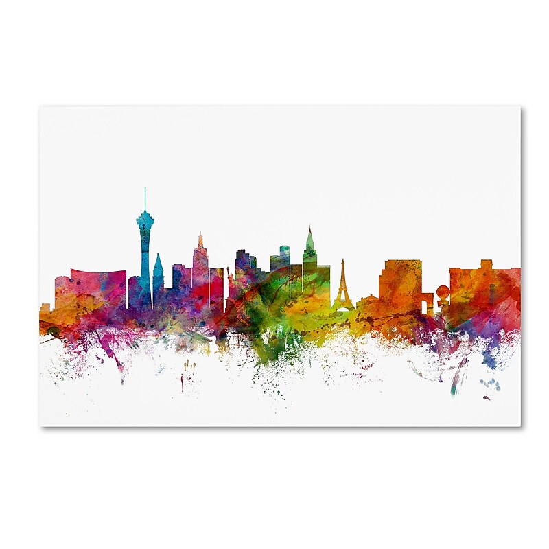 Trademark Fine Art ''Las Vegas Nevada Skyline'' by Michael Tompsett 16" x 24" Canvas Art (MT0582-C1624GG) image 1