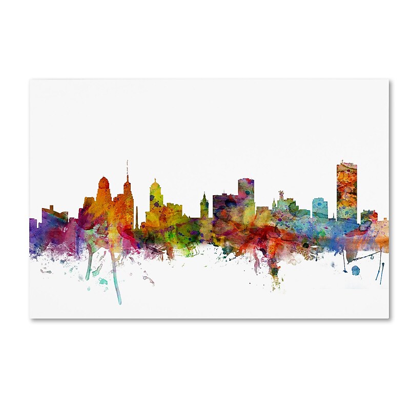 Trademark Fine Art ''Buffalo New York Skyline'' by Michael Tompsett 12" x 19" Canvas Art (MT0585-C1219GG) image 1