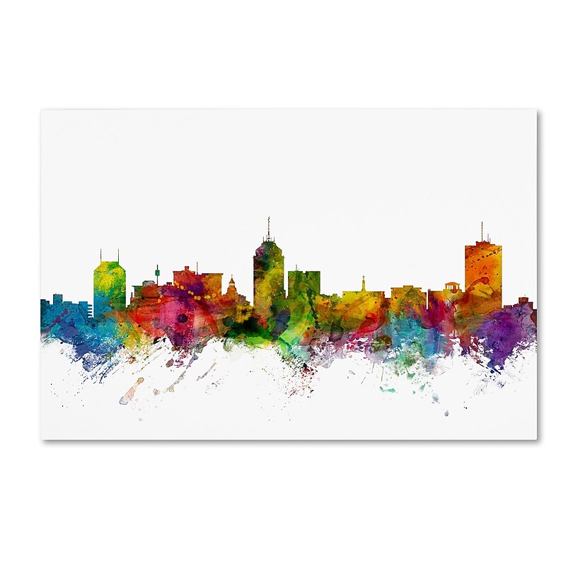 Trademark Fine Art ''Fresno California Skyline'' by Michael Tompsett 16" x 24" Canvas Art (MT0591-C1624GG) image 1