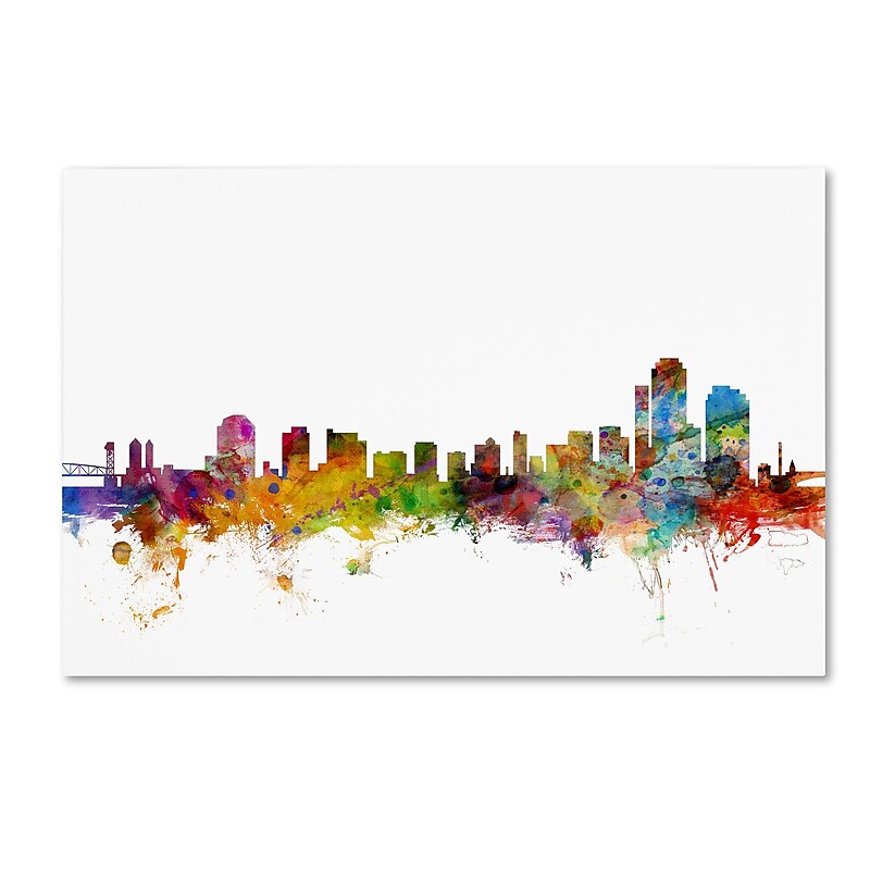 Trademark Fine Art ''Wilmington Delaware Skyline'' by Michael Tompsett 16" x 24" Canvas Art (MT0593-C1624GG) image 1