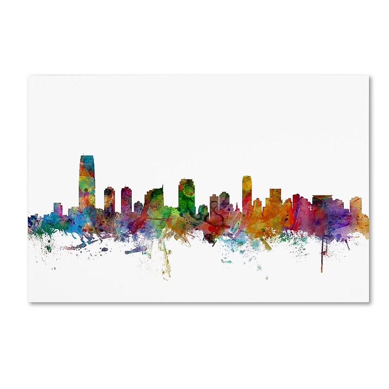 Trademark Fine Art ''Jersey City New Jersey Skyline'' by Michael Tompsett 22" x 32" Canvas Art (MT0594-C2232GG) image 1