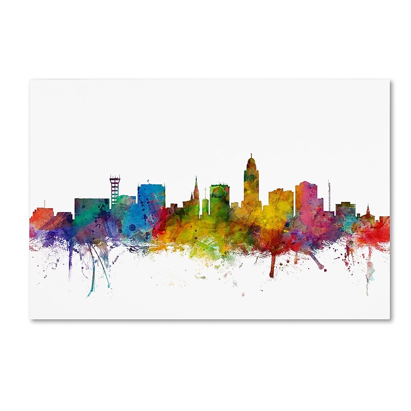 Trademark Fine Art ''Lincoln Nebraska Skyline'' by Michael Tompsett 30" x 47" Canvas Art (MT0595-C3047GG) image 1