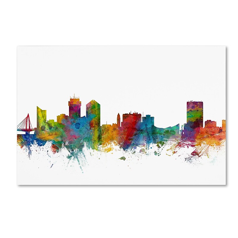 Trademark Fine Art ''Wichita Kansas Skyline'' by Michael Tompsett 30" x 47" Canvas Art (MT0597-C3047GG) image 1