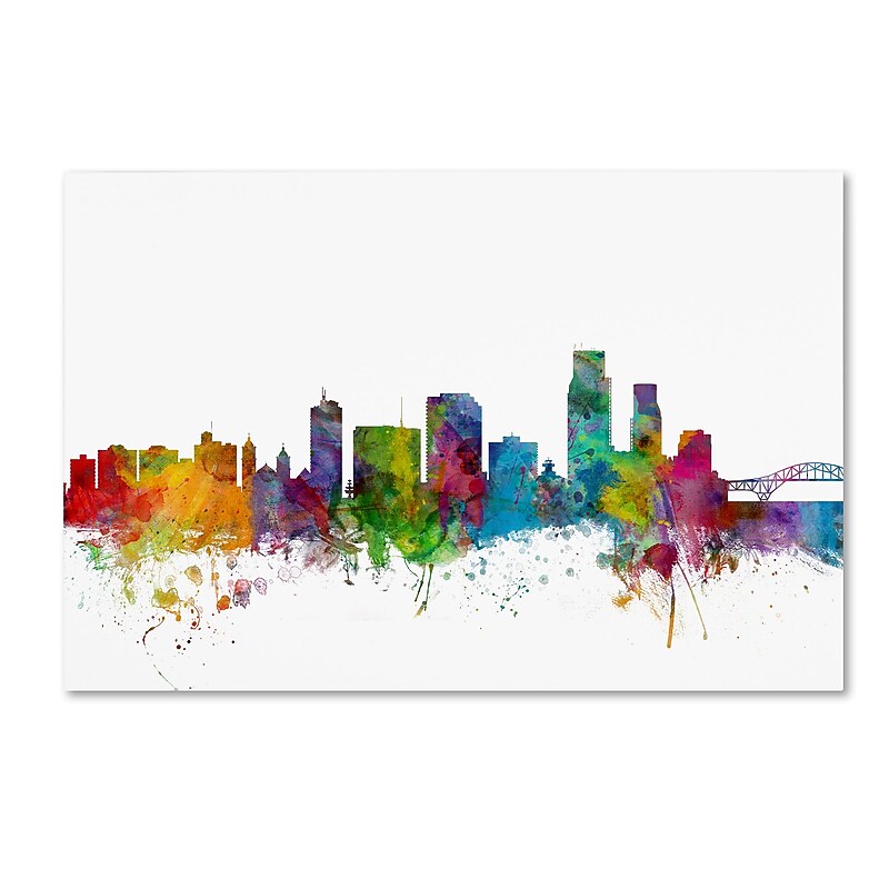Trademark Fine Art ''Corpus Christie Texas Skyline'' by Michael Tompsett 22" x 32" Canvas Art (MT0600-C2232GG) image 1