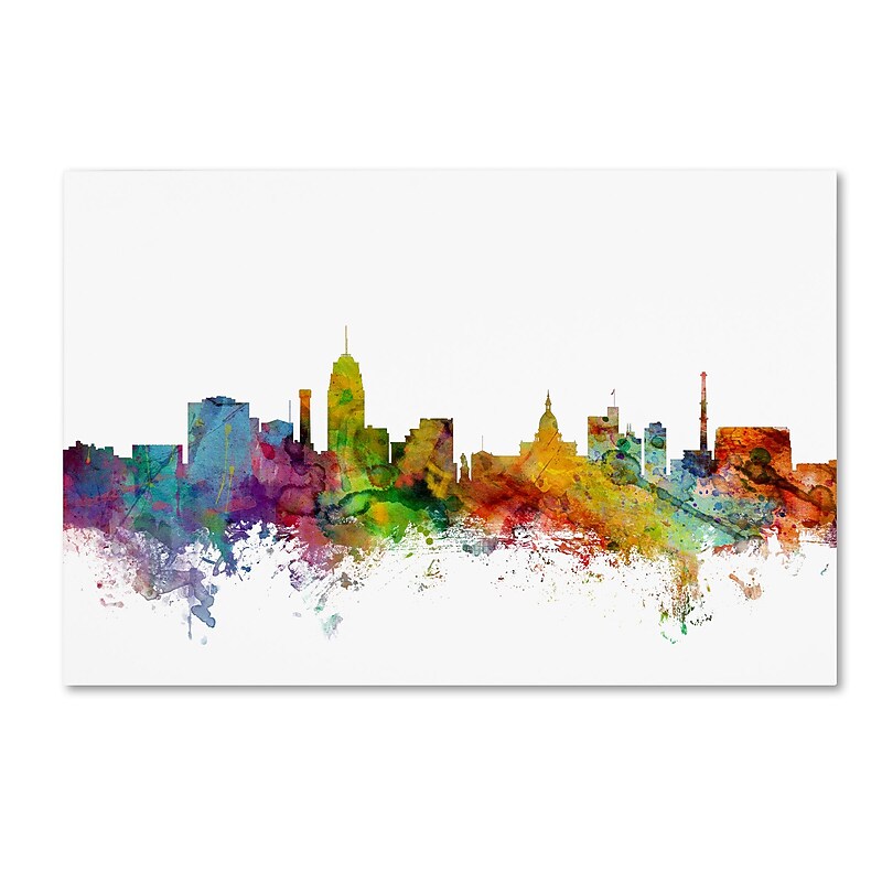 Trademark Fine Art ''Lansing Michigan Skyline'' by Michael Tompsett 22" x 32" Canvas Art (MT0602-C2232GG) image 1