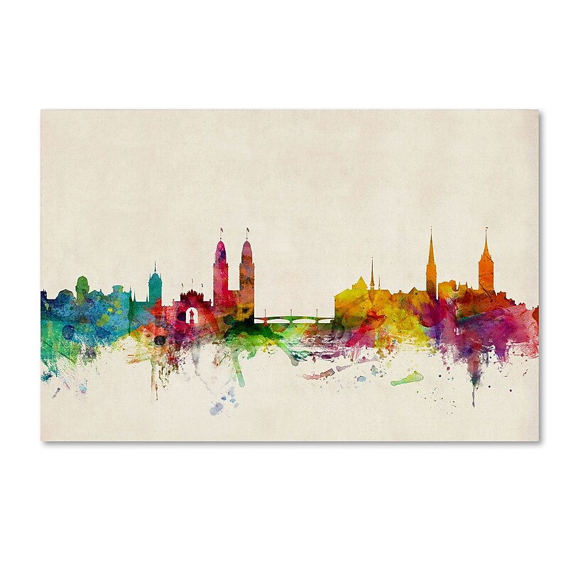 Trademark Fine Art ''Zurich Switzerland Skyline'' by Michael Tompsett 16" x 24" Canvas Art (MT0604-C1624GG) image 1