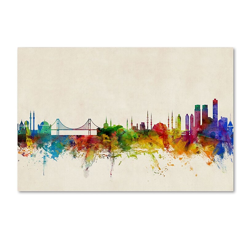 Trademark Fine Art ''Istanbul Turkey Skyline'' by Michael Tompsett 16" x 24" Canvas Art (MT0607-C1624GG) image 1
