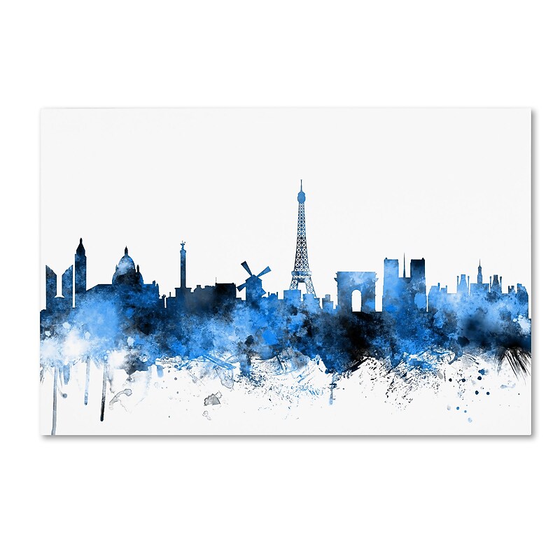 Trademark Fine Art ''Paris France Skyline'' by Michael Tompsett 16" x 24" Canvas Art (MT0615-C1624GG) image 1