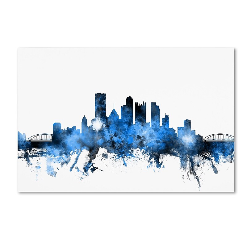 Trademark Fine Art ''Pittsburgh Pennsylvania Skyline II'' by Michael Tompsett 12" x 19" Canvas Art (MT0616-C1219GG) image 1