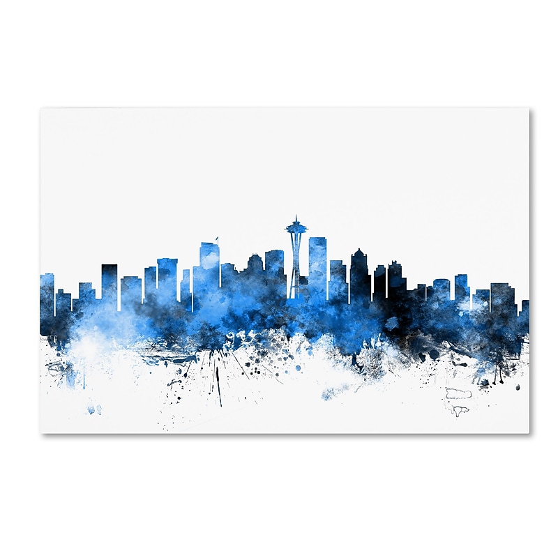 Trademark Fine Art ''Seattle Washington Skyline II'' by Michael Tompsett 16" x 24" Canvas Art (MT0617-C1624GG) image 1