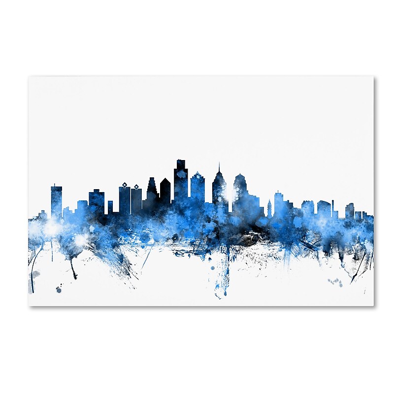 Trademark Fine Art ''Philadelphia Pennsylvania Skyline II'' by Michael Tompsett 16" x 24" Canvas Art (MT0622-C1624GG) image 1