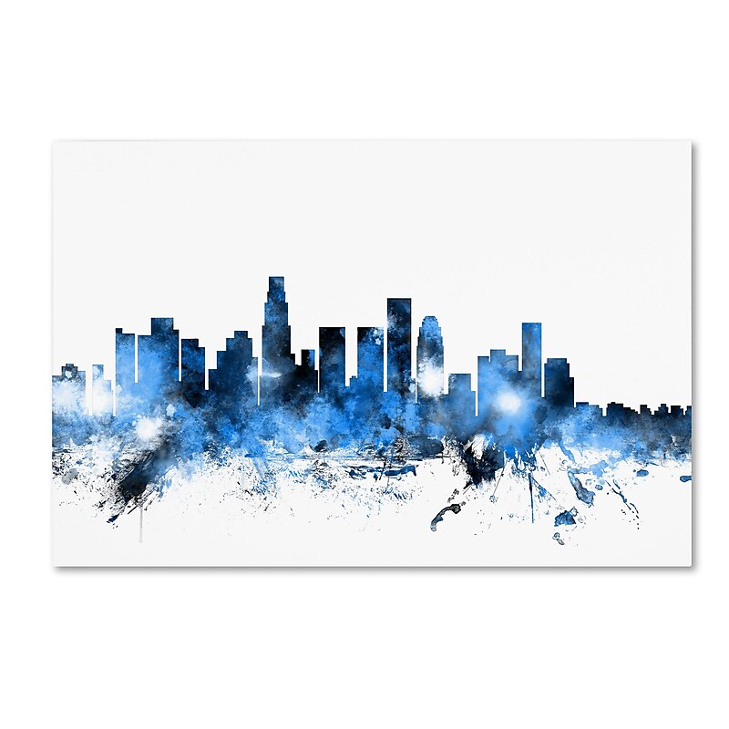 Trademark Fine Art ''Los Angeles California Skyline II'' by Michael Tompsett 22" x 32" Canvas Art (MT0629-C2232GG) image 1