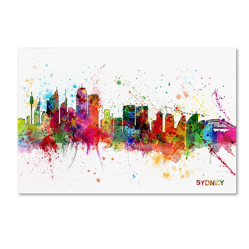 Trademark Fine Art ''Sydney Australia Skyline II'' by Michael Tompsett 12" x 19" Canvas Art (MT0631-C1219GG) image 1