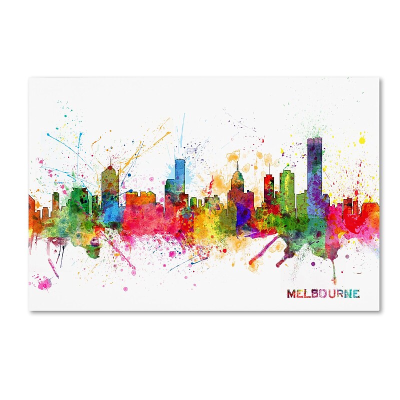Trademark Fine Art ''Melbourne Skyline'' by Michael Tompsett 16" x 24" Canvas Art (MT0632-C1624GG) image 1