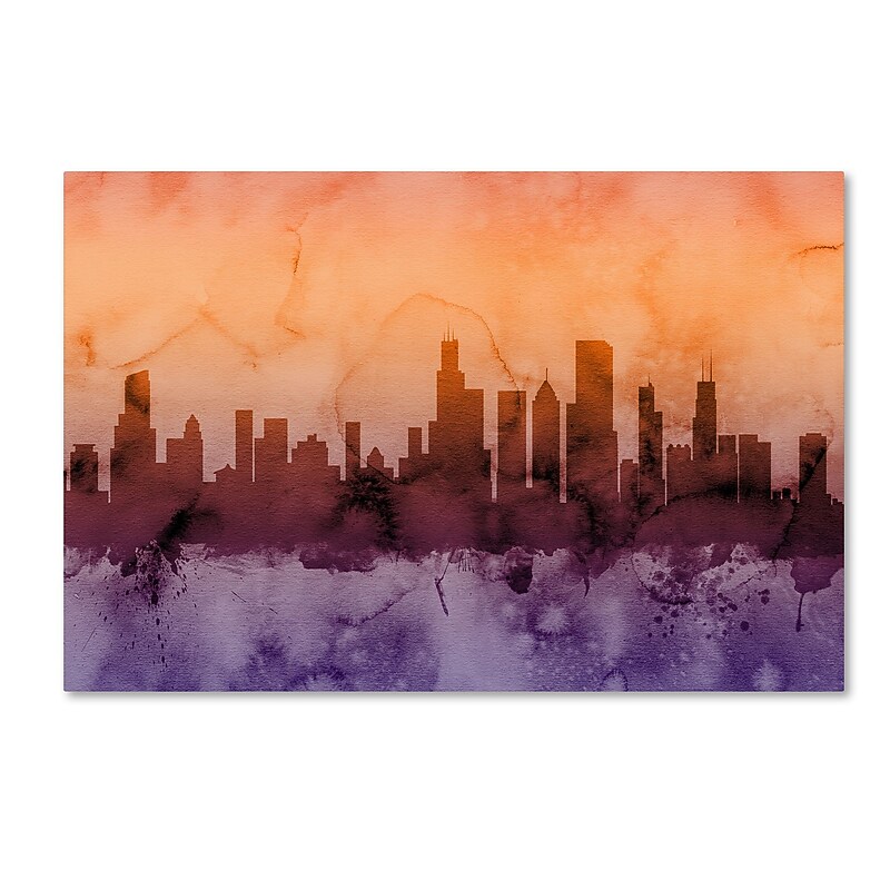 Trademark Fine Art ''Chicago Illinois Skyline III'' by Michael Tompsett 22" x 32" Canvas Art (MT0637-C2232GG) image 1