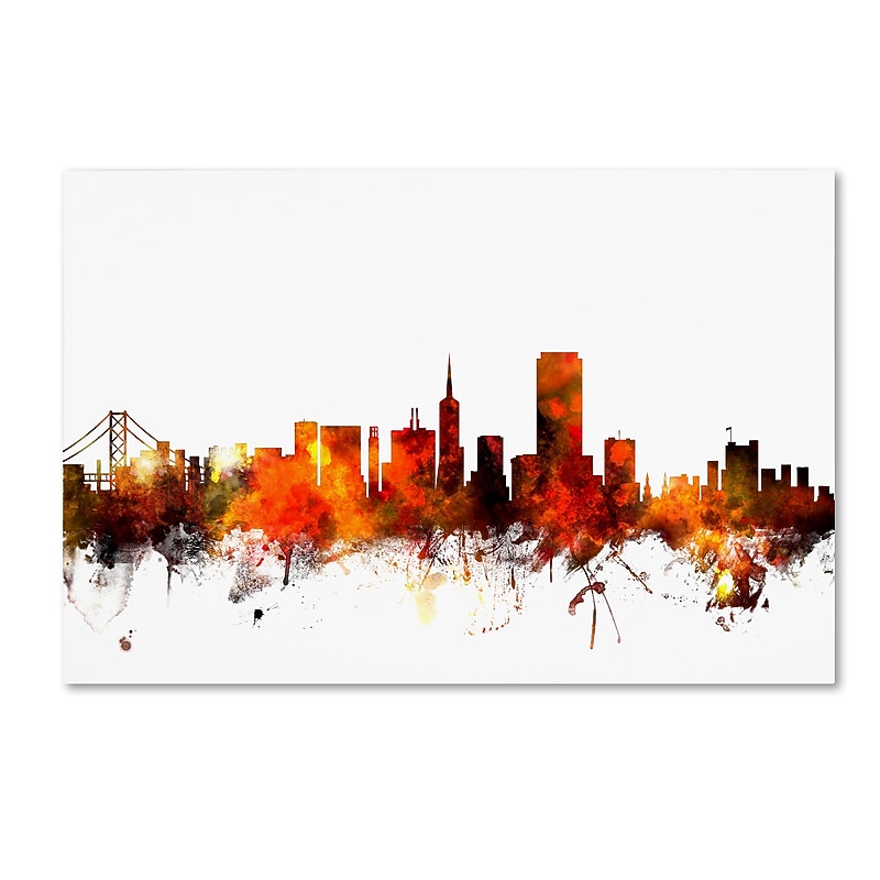 Trademark Fine Art ''San Francisco City Skyline III'' by Michael Tompsett 12" x 19" Canvas Art (MT0643-C1219GG) image 1