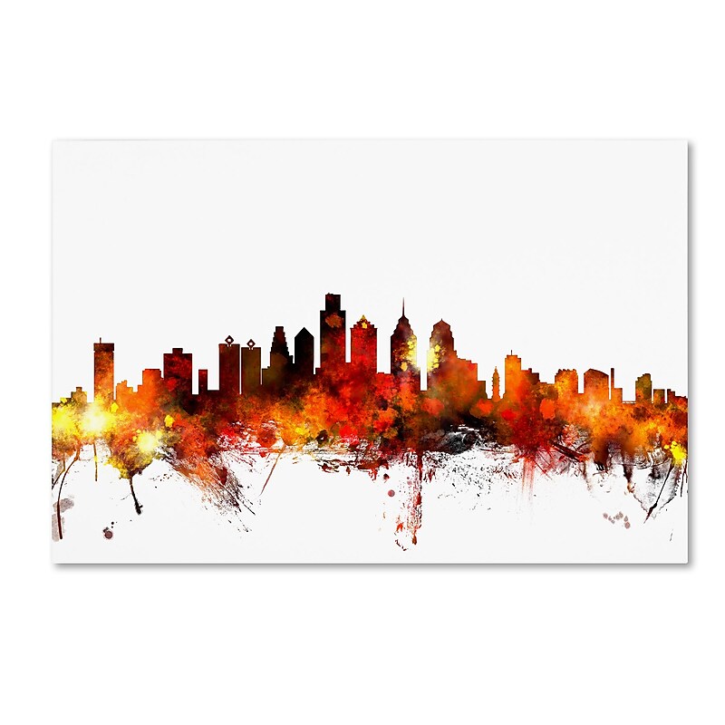 Trademark Fine Art ''Philadelphia Pennsylvania Skyline III'' by Michael Tompsett 22" x 32" Canvas Art (MT0644-C2232GG) image 1