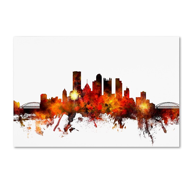 Trademark Fine Art ''Pittsburgh Pennsylvania Skyline III'' by Michael Tompsett 12" x 19" Canvas Art (MT0645-C1219GG) image 1