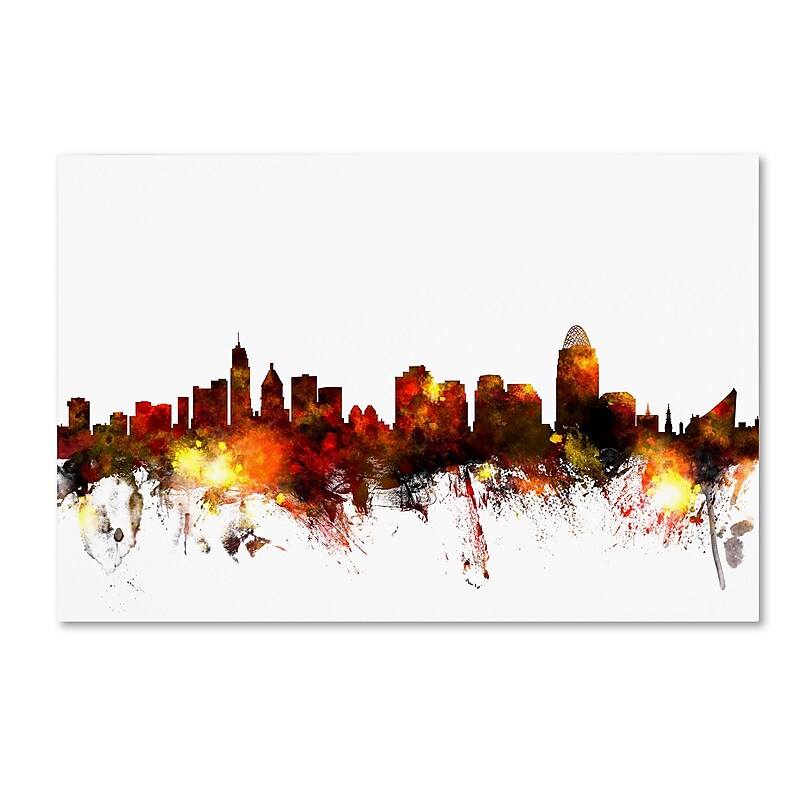 Trademark Fine Art ''Cincinnati Ohio Skyline III'' by Michael Tompsett 12" x 19" Canvas Art (MT0649-C1219GG) image 1