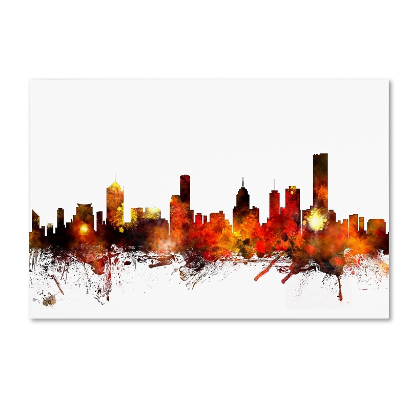 Trademark Fine Art ''Melbourne Australia Skyline II'' by Michael Tompsett 30" x 47" Canvas Art (MT0653-C3047GG) image 1