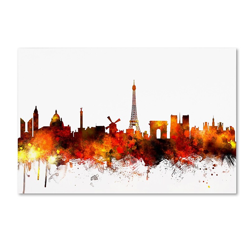 Trademark Fine Art ''Paris France Skyline II'' by Michael Tompsett 30" x 47" Canvas Art (MT0654-C3047GG) image 1