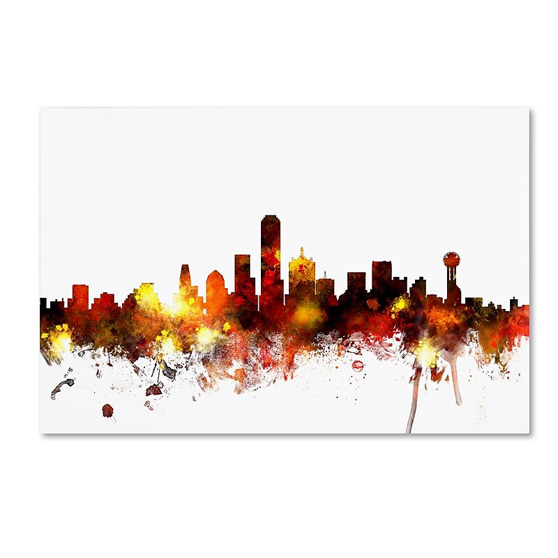 Trademark Fine Art ''Dallas Texas Skyline II'' by Michael Tompsett 16" x 24" Canvas Art (MT0655-C1624GG) image 1