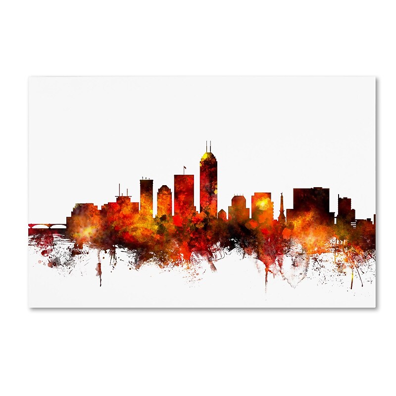 Trademark Fine Art ''Indianapolis Indiana Skyline II'' by Michael Tompsett 12" x 19" Canvas Art (MT0657-C1219GG) image 1