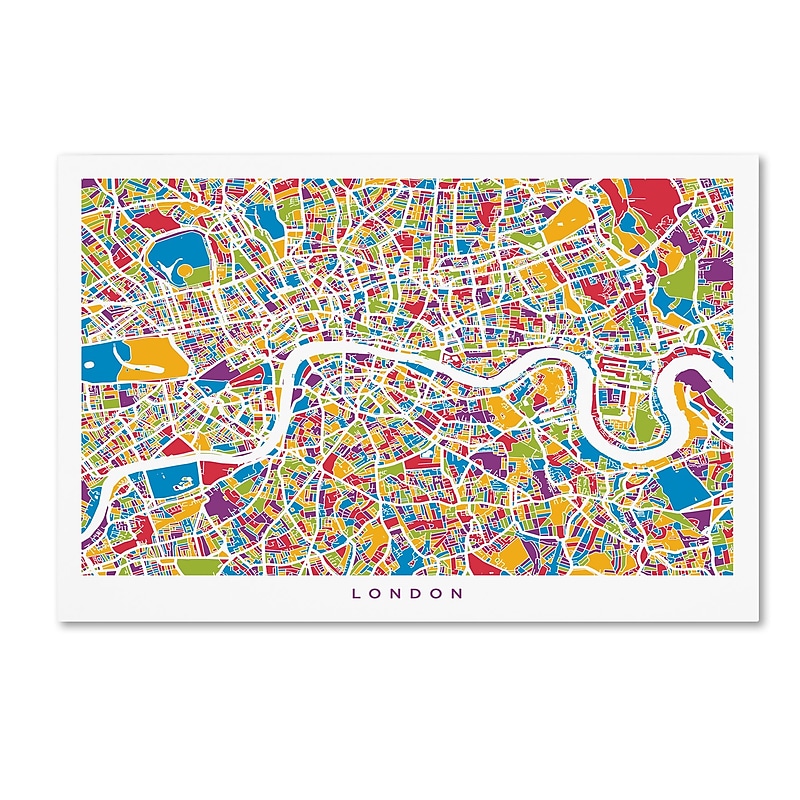 Trademark Fine Art ''London England Street Map'' by Michael Tompsett 16" x 24" Canvas Art (MT0662-C1624GG) image 1