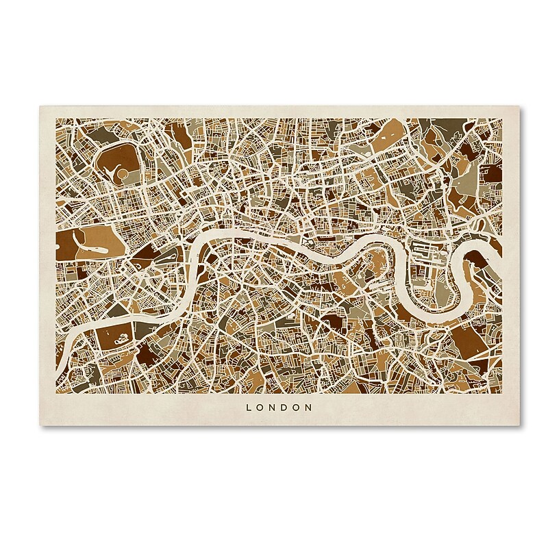 Trademark Fine Art ''London England Street Map 2'' by Michael Tompsett 12" x 19" Canvas Art (MT0663-C1219GG) image 1