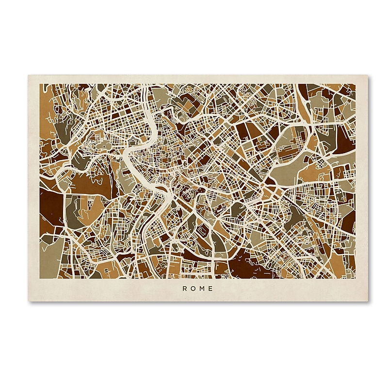 Trademark Fine Art ''Rome Italy Street Map'' by Michael Tompsett 22" x 32" Canvas Art (MT0665-C2232GG) image 1