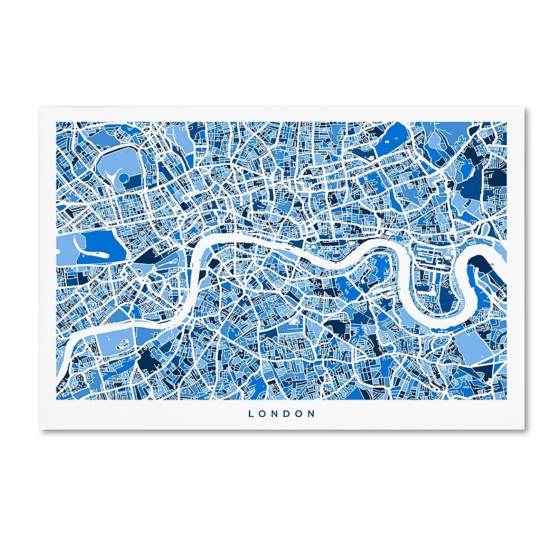 Trademark Fine Art ''London England Street Map 3'' by Michael Tompsett 12" x 19" Canvas Art (MT0668-C1219GG) image 1