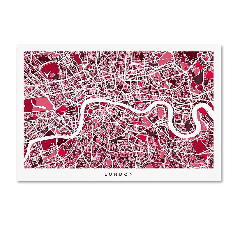 Trademark Fine Art ''London England Street Map 4'' by Michael Tompsett 16" x 24" Canvas Art (MT0669-C1624GG) image 1