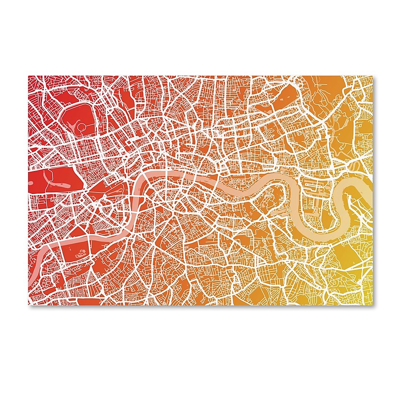 Trademark Fine Art ''London England Street Map Art '' by Michael Tompsett 16" x 24" Canvas Art (MT0672-C1624GG) image 1