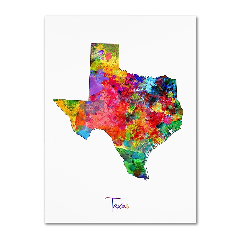 Trademark Fine Art ''Texas Map'' by Michael Tompsett 35" x 47" Canvas Art (MT0673-C3547GG) image 1