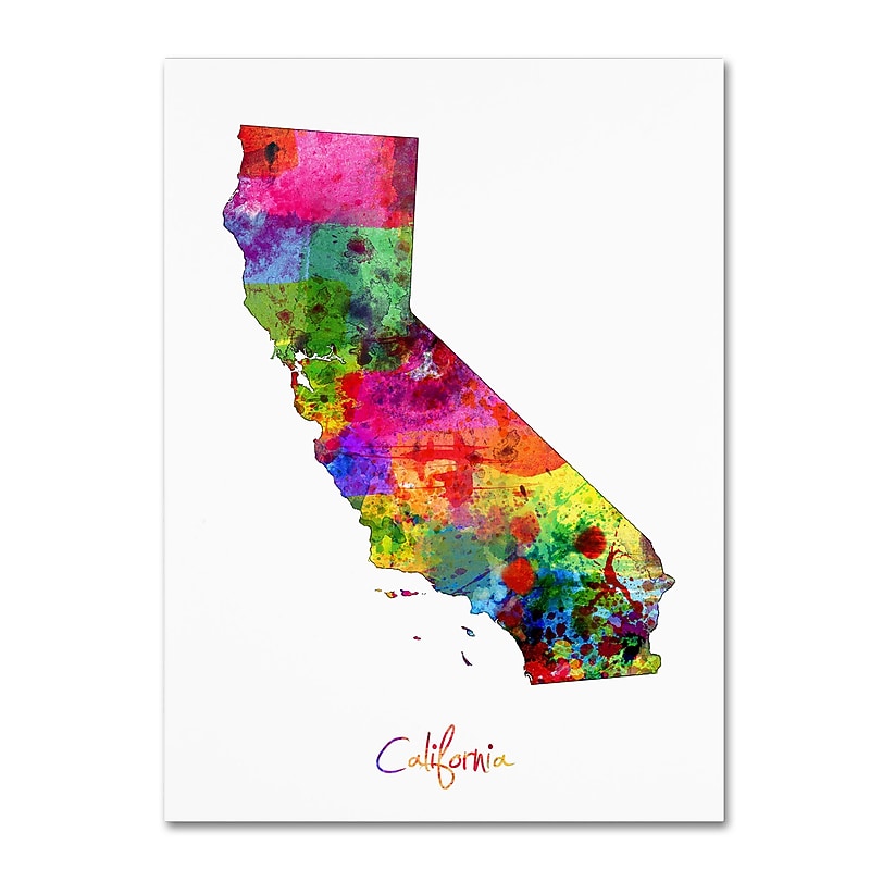 Trademark Fine Art ''California Map'' by Michael Tompsett 24" x 32" Canvas Art (MT0674-C2432GG) image 1