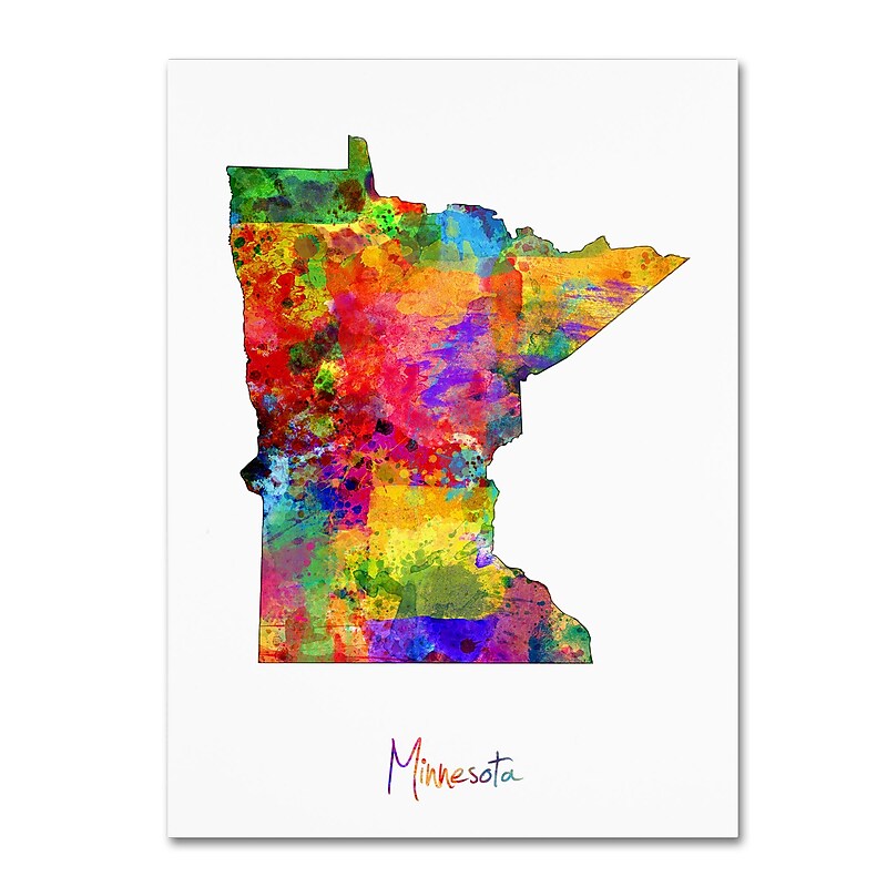 Trademark Fine Art ''Minnesota Map'' by Michael Tompsett 18" x 24" Canvas Art (MT0676-C1824GG) image 1