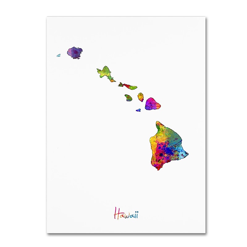 Trademark Fine Art ''Hawaii Map'' by Michael Tompsett 35" x 47" Canvas Art (MT0678-C3547GG) image 1