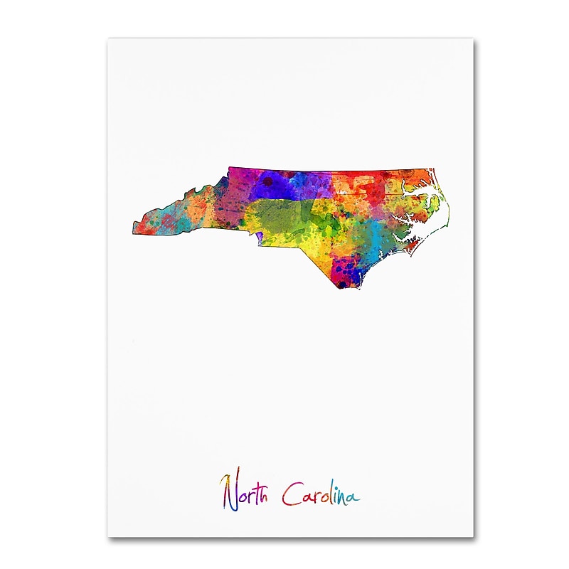Trademark Fine Art ''North Carolina Map'' by Michael Tompsett 24" x 32" Canvas Art (MT0679-C2432GG) image 1
