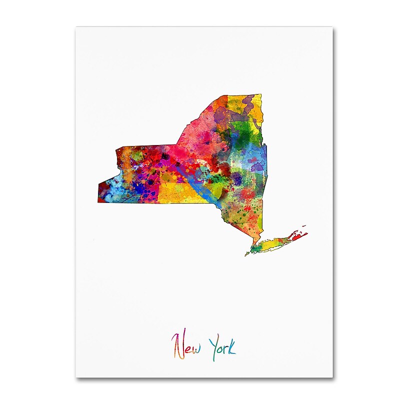 Trademark Fine Art ''New York Map'' by Michael Tompsett 24" x 32" Canvas Art (MT0680-C2432GG) image 1