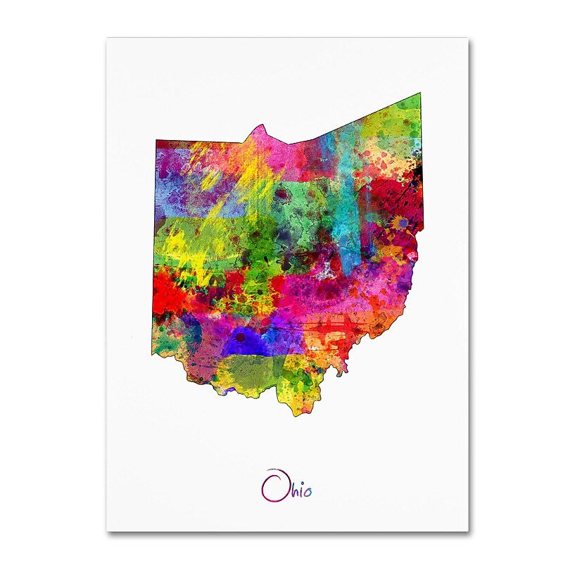 Trademark Fine Art ''Ohio Map'' by Michael Tompsett 24" x 32" Canvas Art (MT0681-C2432GG) image 1
