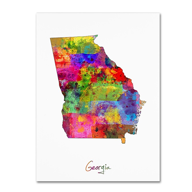 Trademark Fine Art ''Georgia Map'' by Michael Tompsett 35" x 47" Canvas Art (MT0682-C3547GG) image 1