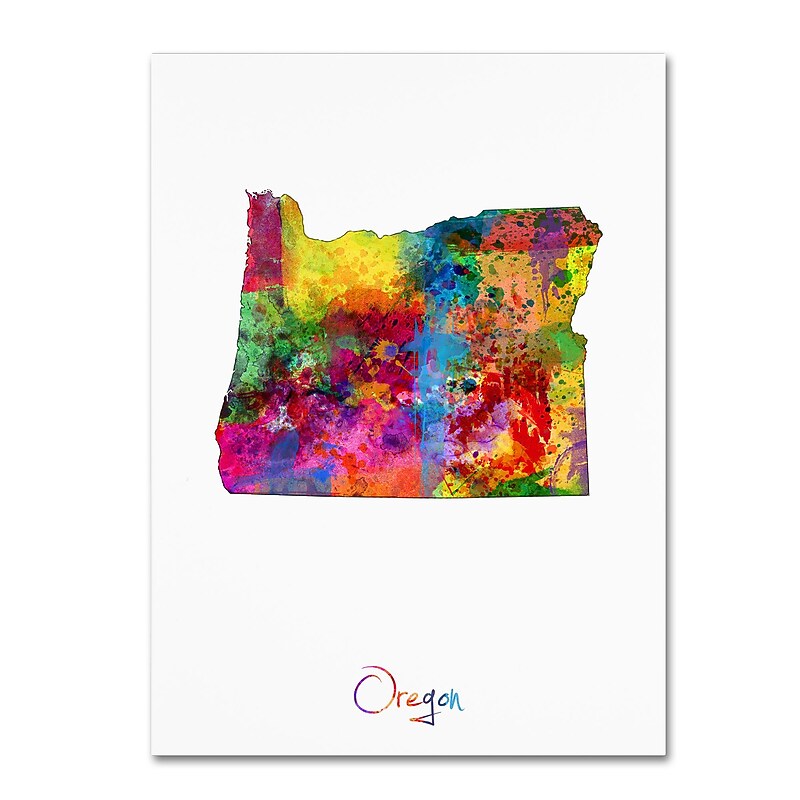 Trademark Fine Art ''Oregon Map'' by Michael Tompsett 35" x 47" Canvas Art (MT0683-C3547GG) image 1