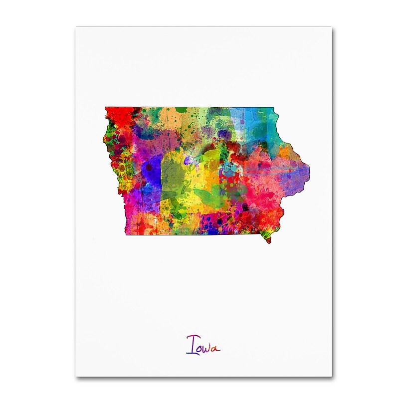 Trademark Fine Art ''Iowa Map'' by Michael Tompsett 24" x 32" Canvas Art (MT0684-C2432GG) image 1