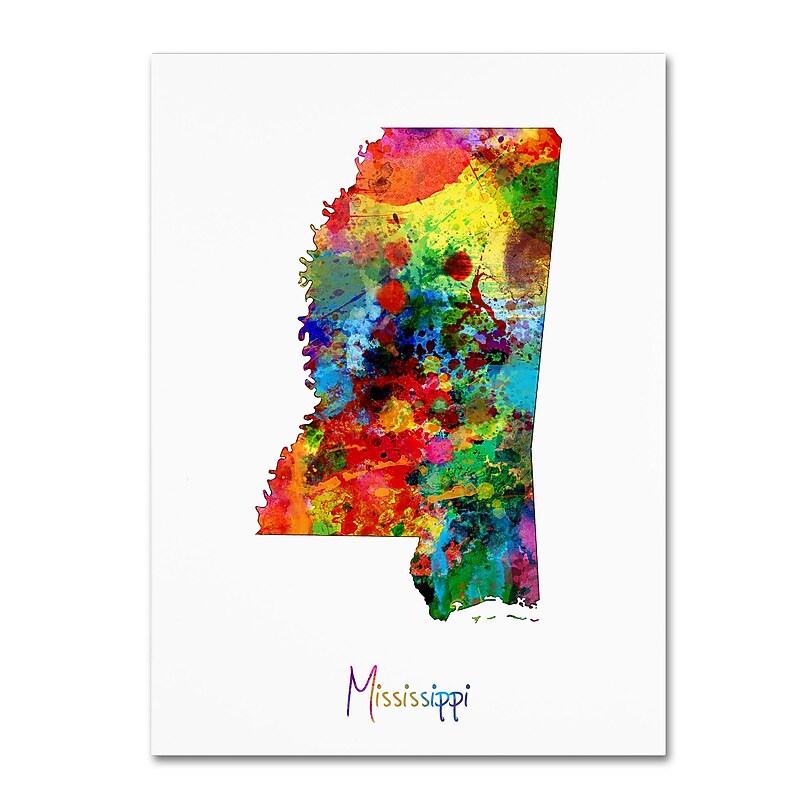 Trademark Fine Art ''Mississippi Map'' by Michael Tompsett 24" x 32" Canvas Art (MT0685-C2432GG) image 1
