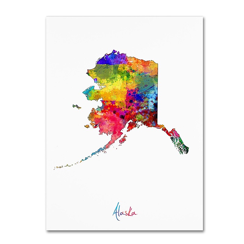 Trademark Fine Art ''Alaska Map'' by Michael Tompsett 24" x 32" Canvas Art (MT0686-C2432GG) image 1