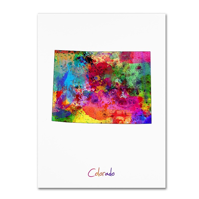 Trademark Fine Art ''Colorado Map'' by Michael Tompsett 24" x 32" Canvas Art (MT0687-C2432GG) image 1