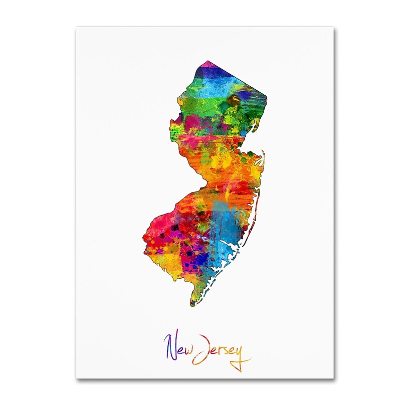Trademark Fine Art ''New Jersey Map'' by Michael Tompsett 24" x 32" Canvas Art (MT0688-C2432GG) image 1