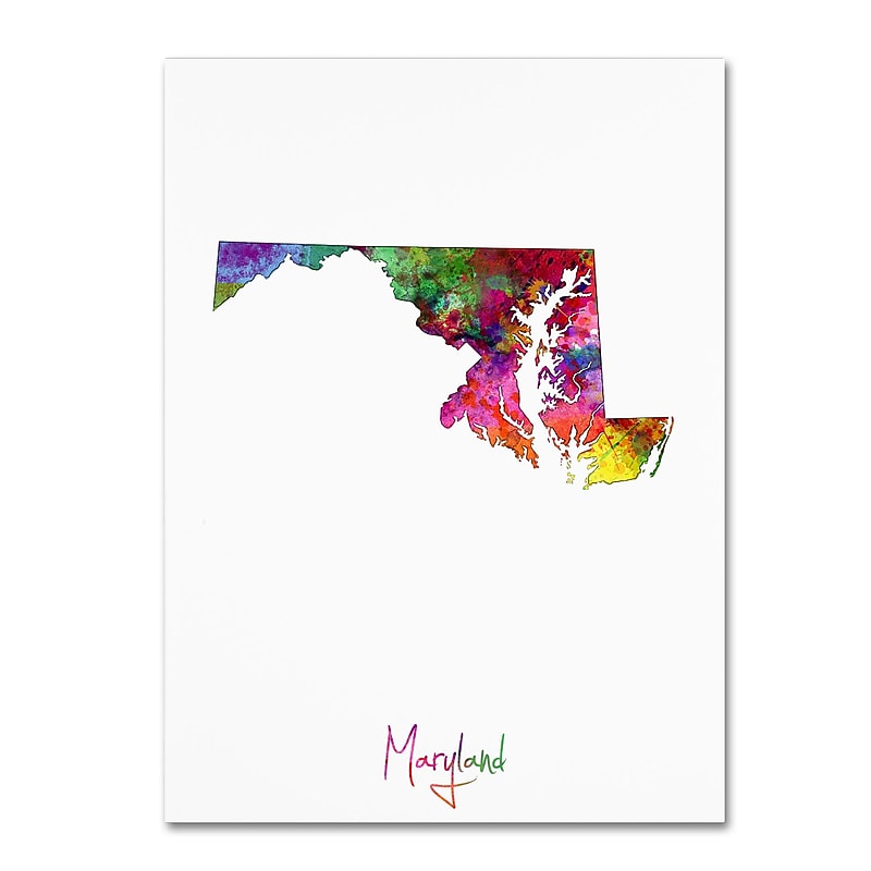 Trademark Fine Art ''Maryland Map'' by Michael Tompsett 24" x 32" Canvas Art (MT0689-C2432GG) image 1